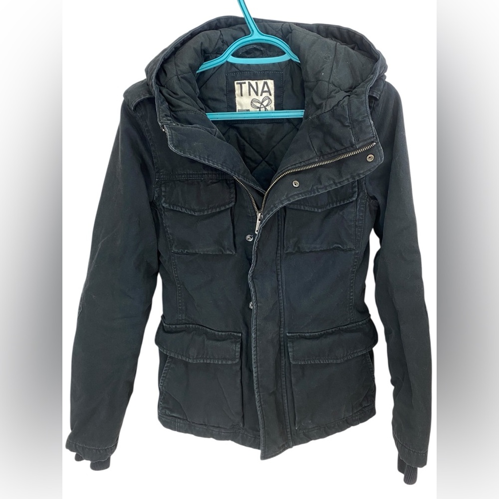 TNA Woman’s Charcoal Quilted Hooded Winter Jacket XXS
